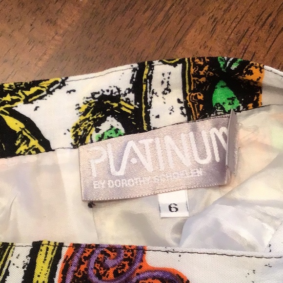 Vintage multi pattern bright linen skirt - Picture 10 of 10